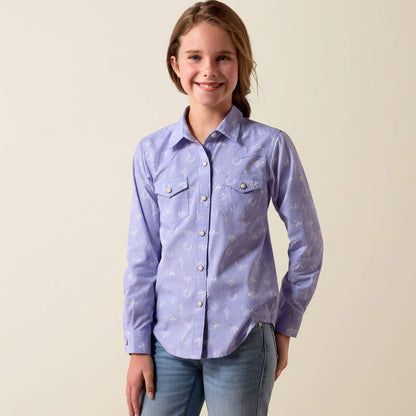 Girl's Ariat Western Motifs Shirt - Lavender