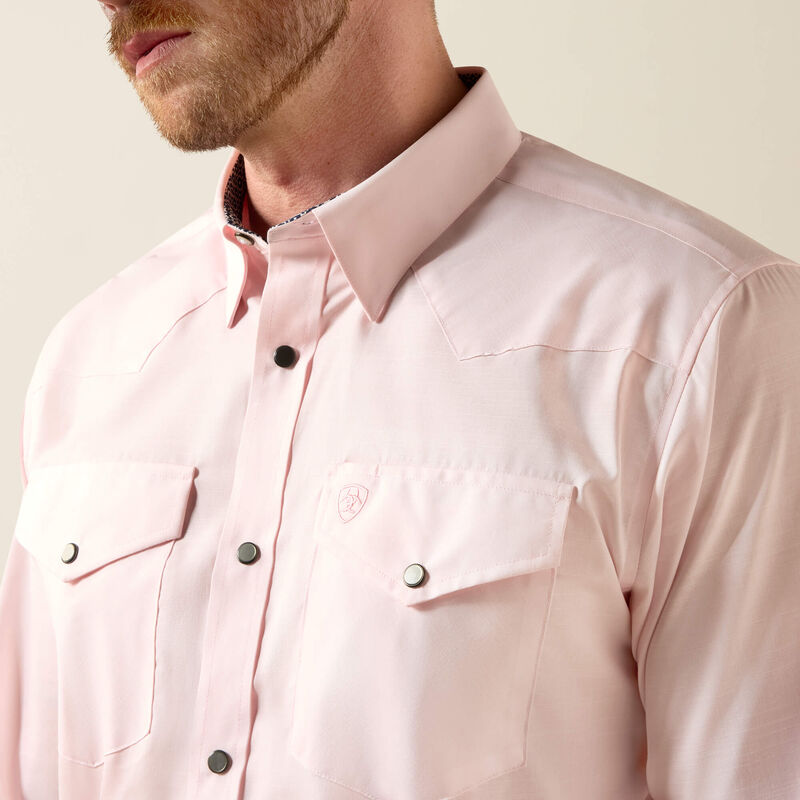 Men's Ariat Wrinkle Free Refined Slub Fitted Shirt - Barely Pink