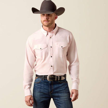 Men's Ariat Wrinkle Free Refined Slub Fitted Shirt - Barely Pink