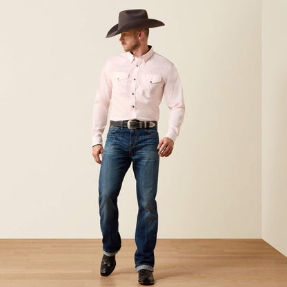 Men's Ariat Wrinkle Free Refined Slub Fitted Shirt - Barely Pink