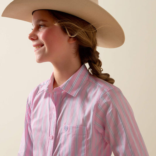 Girl's Ariat Kirby Shirt - Pink Lavender Stripe