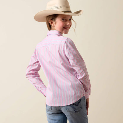 Girl's Ariat Kirby Shirt - Pink Lavender Stripe