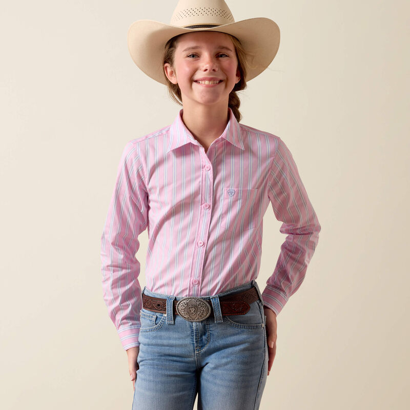 Girl's Ariat Kirby Shirt - Pink Lavender Stripe