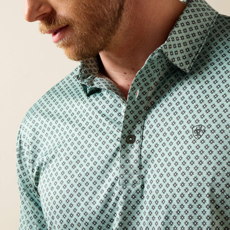 Men's Ariat All Over Print Heathered Fitted Polo