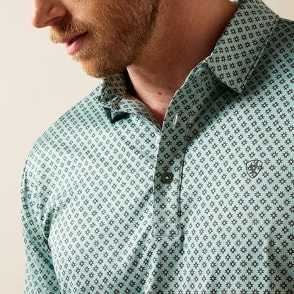 Men's Ariat All Over Print Heathered Fitted Polo