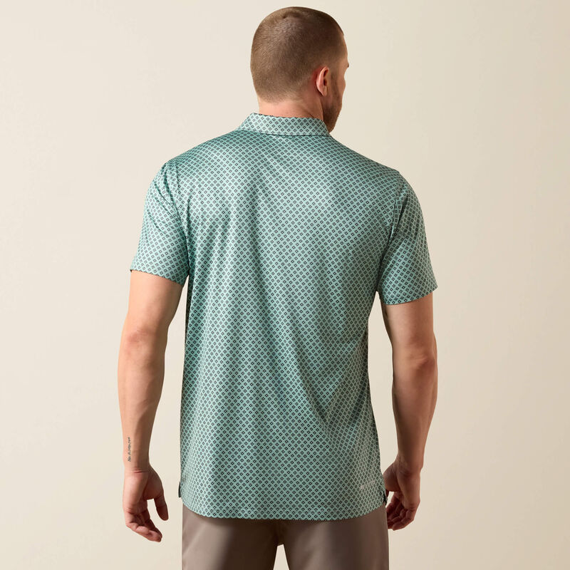 Men's Ariat All Over Print Heathered Fitted Polo