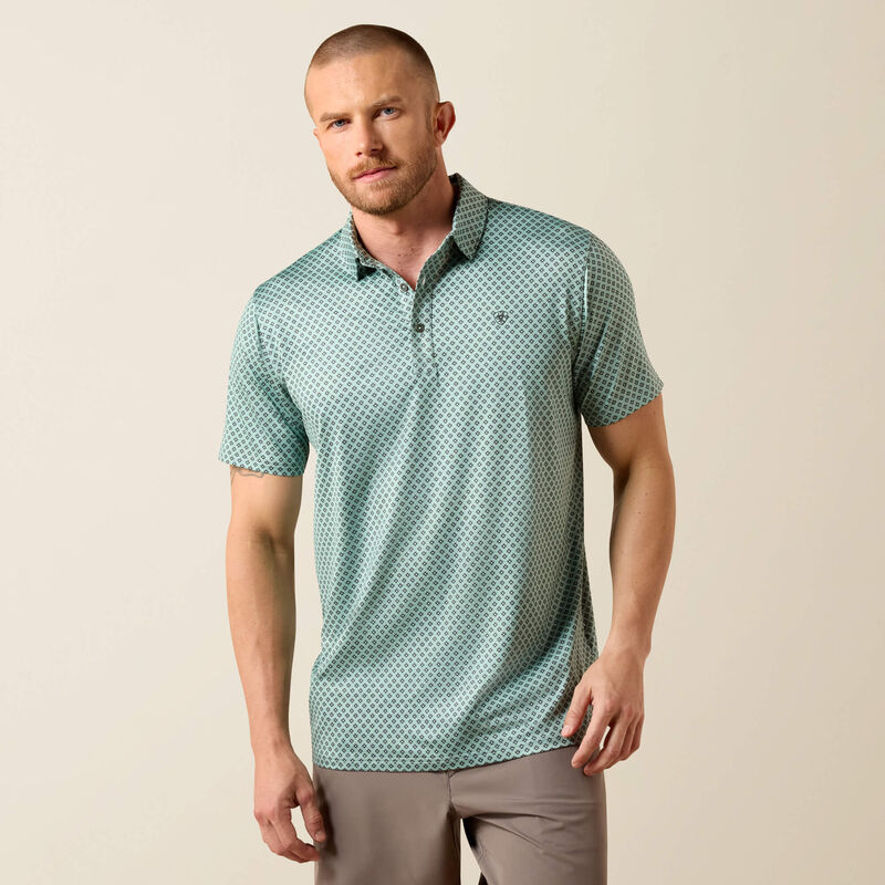 Men's Ariat All Over Print Heathered Fitted Polo