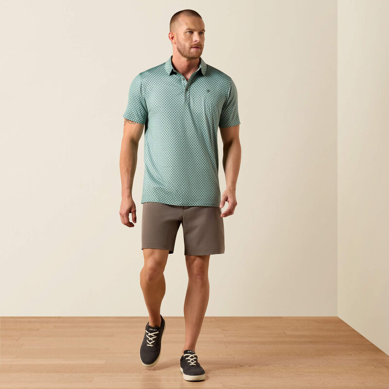 Men's Ariat All Over Print Heathered Fitted Polo