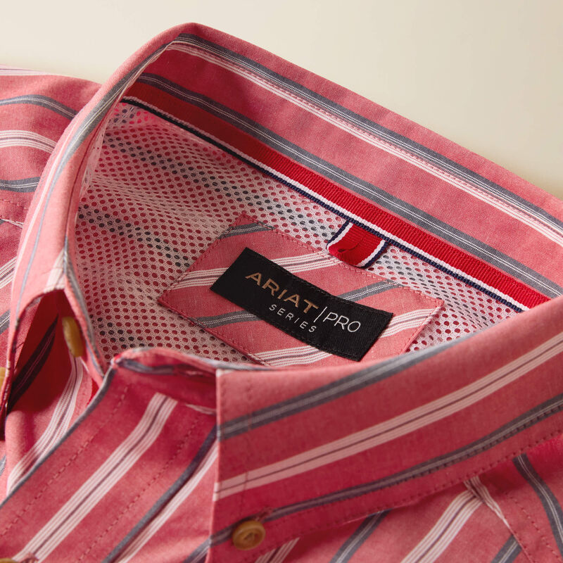Men's Ariat Pro Series Bobby Classic Fit Shirt - Hibiscus Red Stripe
