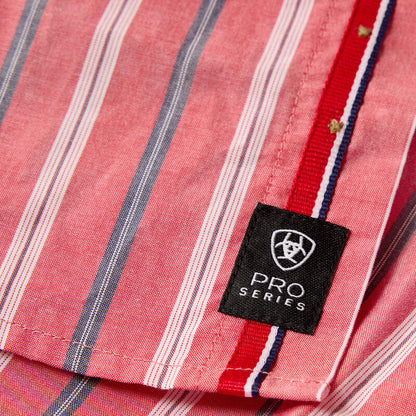 Men's Ariat Pro Series Bobby Classic Fit Shirt - Hibiscus Red Stripe