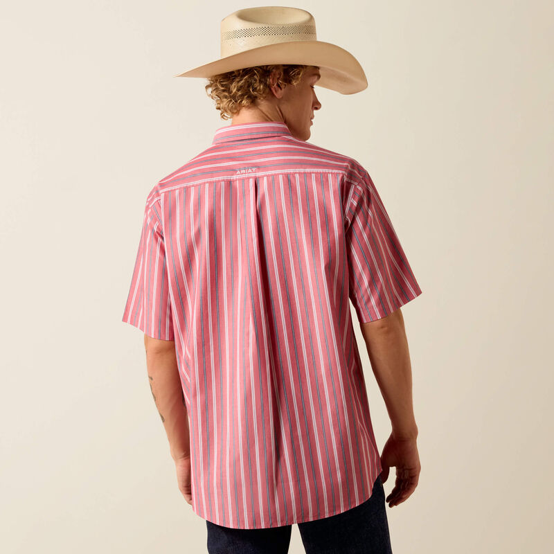 Men's Ariat Pro Series Bobby Classic Fit Shirt - Hibiscus Red Stripe