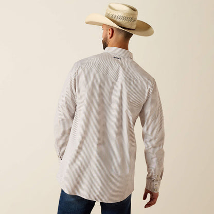 Men's Ariat Pro Series Frasier Fitted Snap Shirt - Cashew Stripe