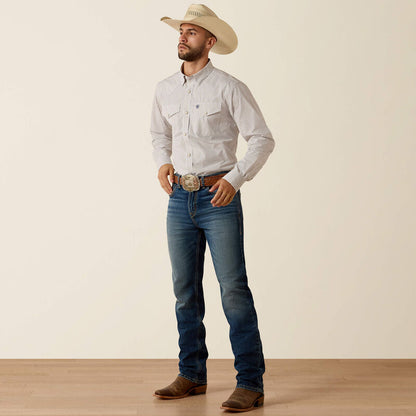 Men's Ariat Pro Series Frasier Fitted Snap Shirt - Cashew Stripe