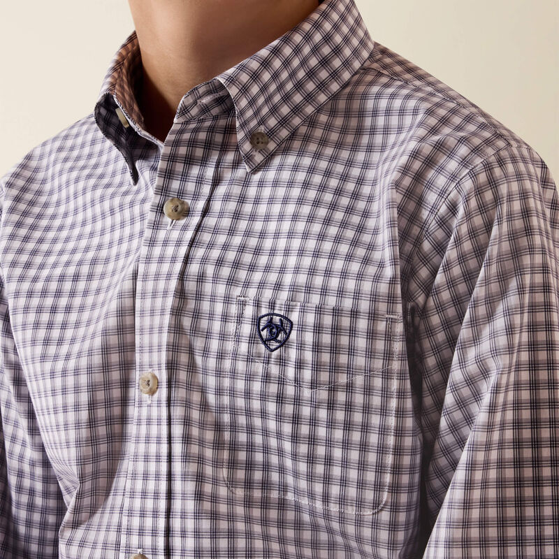 Boy's Ariat Pro Series Blaire Shirt - Sleet Grey Plaid