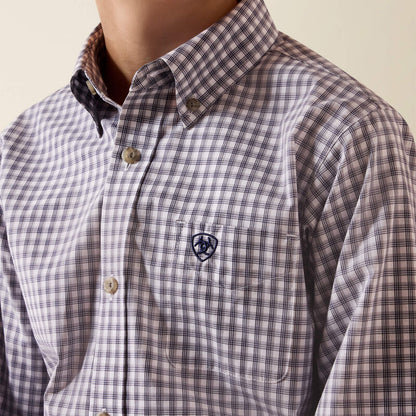 Boy's Ariat Pro Series Blaire Shirt - Sleet Grey Plaid