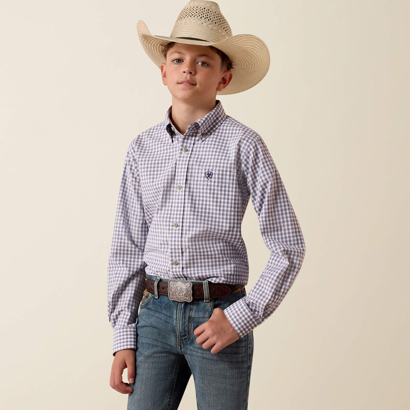 Boy's Ariat Pro Series Blaire Shirt - Sleet Grey Plaid