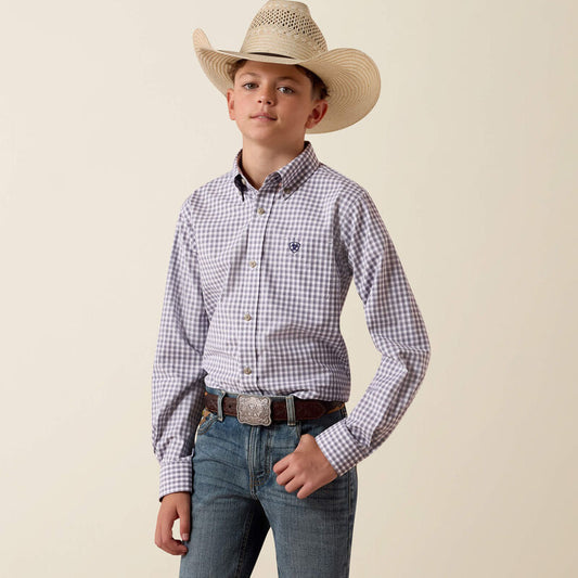 Boy's Ariat Pro Series Blaire Shirt - Sleet Grey Plaid