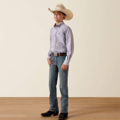 Boy's Ariat Pro Series Blaire Shirt - Sleet Grey Plaid