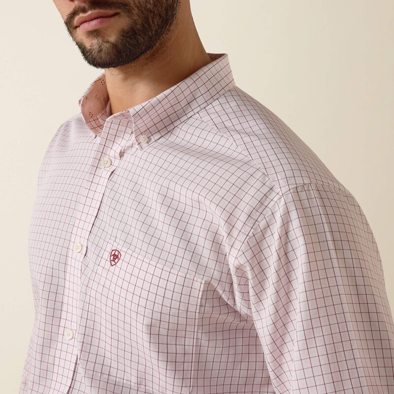 Men's Ariat Wrinkle Free Wenzel Fitted Shirt - Barely Pink Plaid