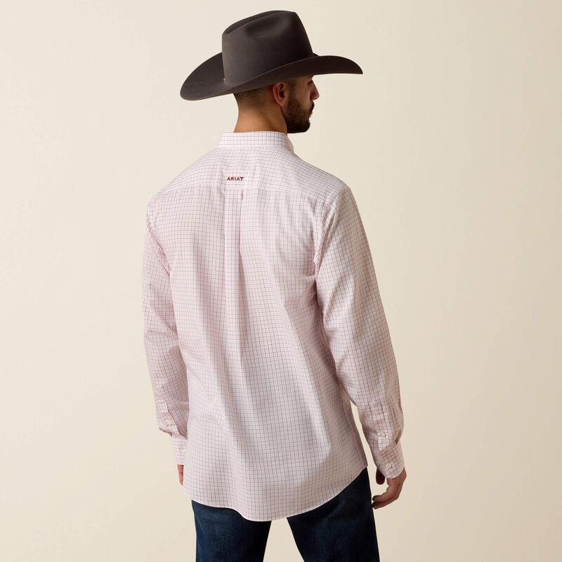 Men's Ariat Wrinkle Free Wenzel Fitted Shirt - Barely Pink Plaid