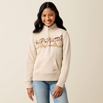 Girl's Ariat Running Wild 1/4 Zip Sweatshirt