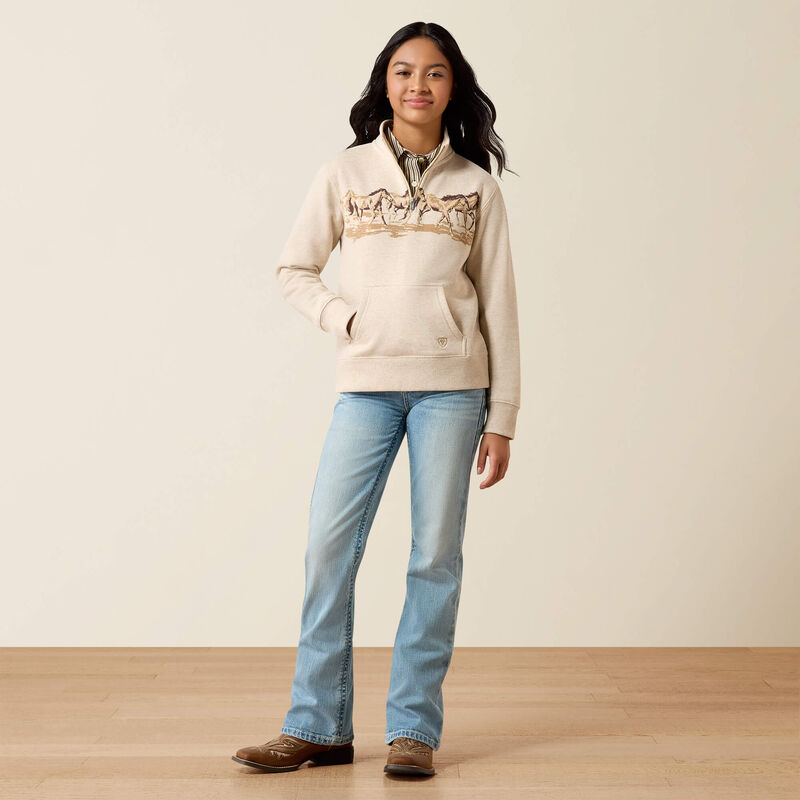 Girl's Ariat Running Wild 1/4 Zip Sweatshirt