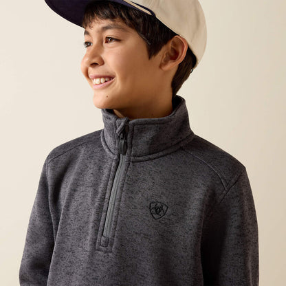 Boy's Ariat Caldwell 1/4 Zip Sweater - Iron Gate