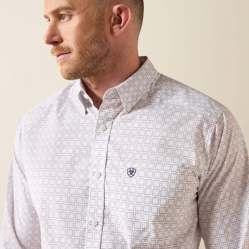 Men's Ariat Pace Classic Fit Shirt - White Geometric