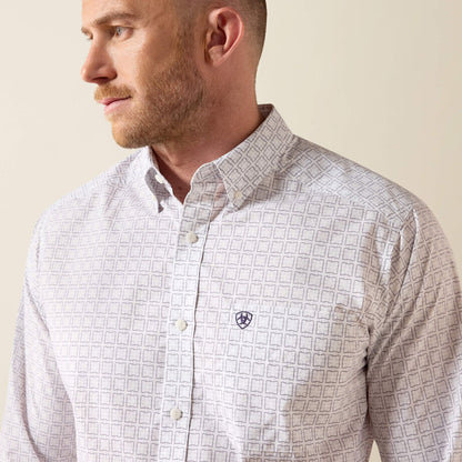 Men's Ariat Pace Classic Fit Shirt - White Geometric