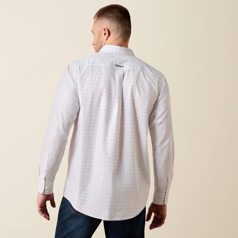 Men's Ariat Pace Classic Fit Shirt - White Geometric