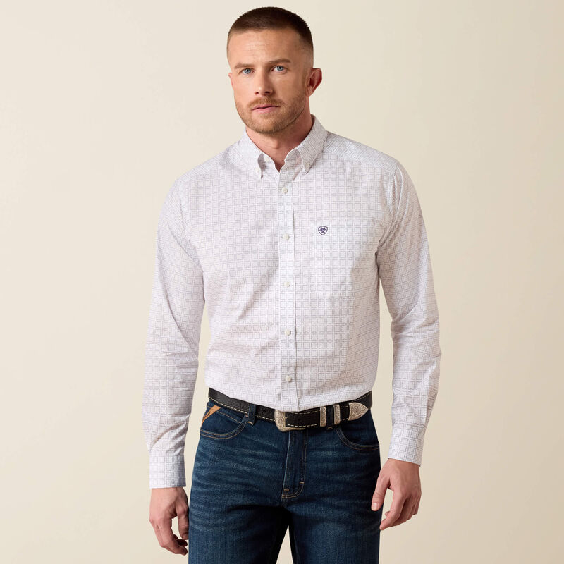 Men's Ariat Pace Classic Fit Shirt - White Geometric