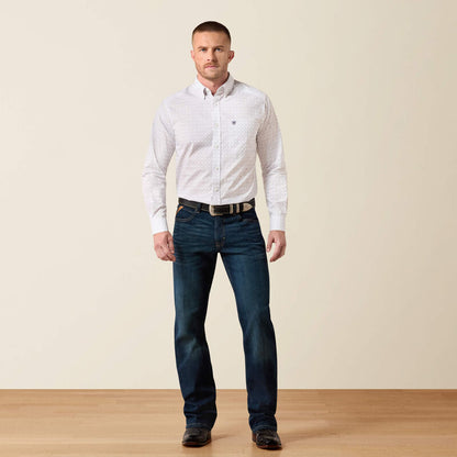 Men's Ariat Pace Classic Fit Shirt - White Geometric