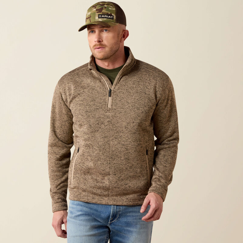 Men's Ariat Caldwell 1/4 Zip Sweater - Savannah Tan
