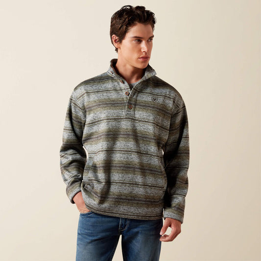 Men's Ariat Caldwell 1/4 Button Sweater - Storm Front Serape