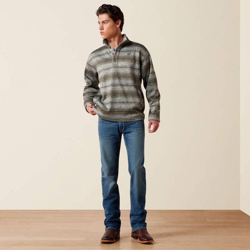 Men's Ariat Caldwell 1/4 Button Sweater - Storm Front Serape