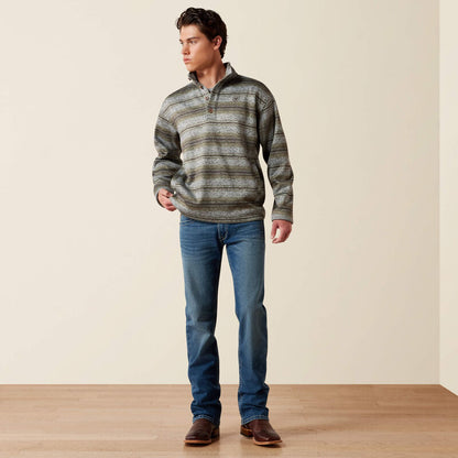 Men's Ariat Caldwell 1/4 Button Sweater - Storm Front Serape