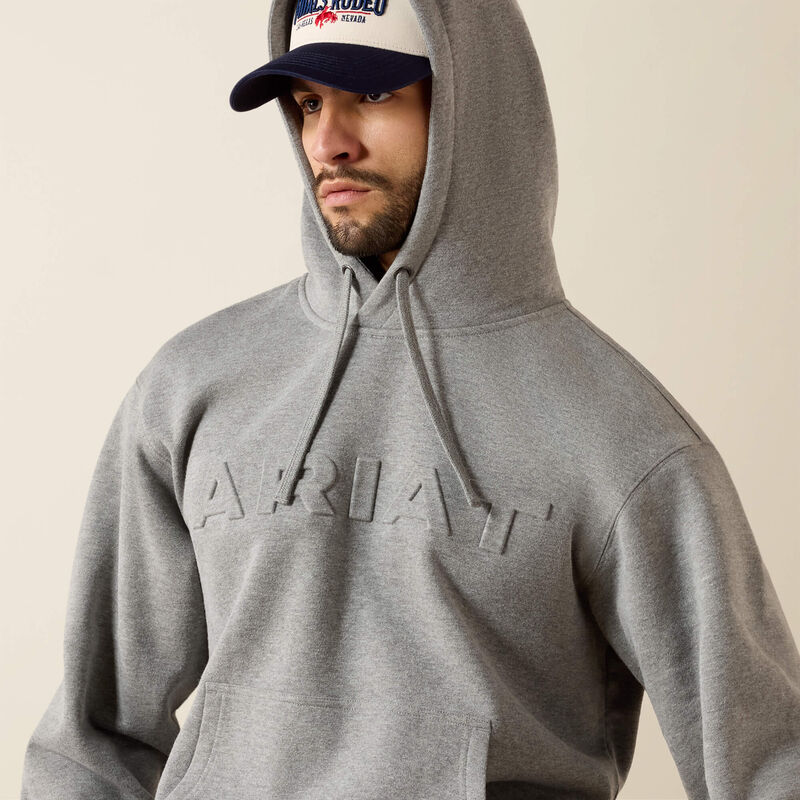 Men's Ariat Embossed Logo Hoodie - Grey Heather