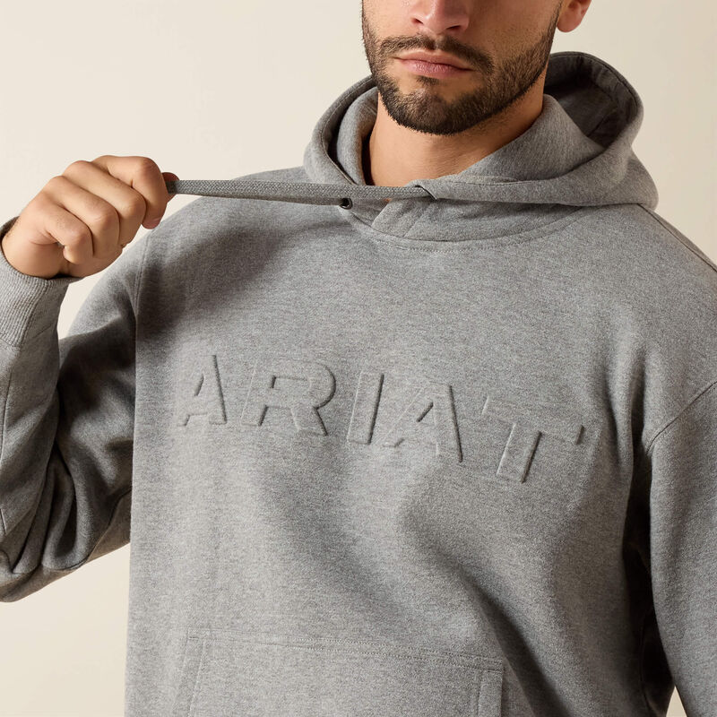 Men's Ariat Embossed Logo Hoodie - Grey Heather