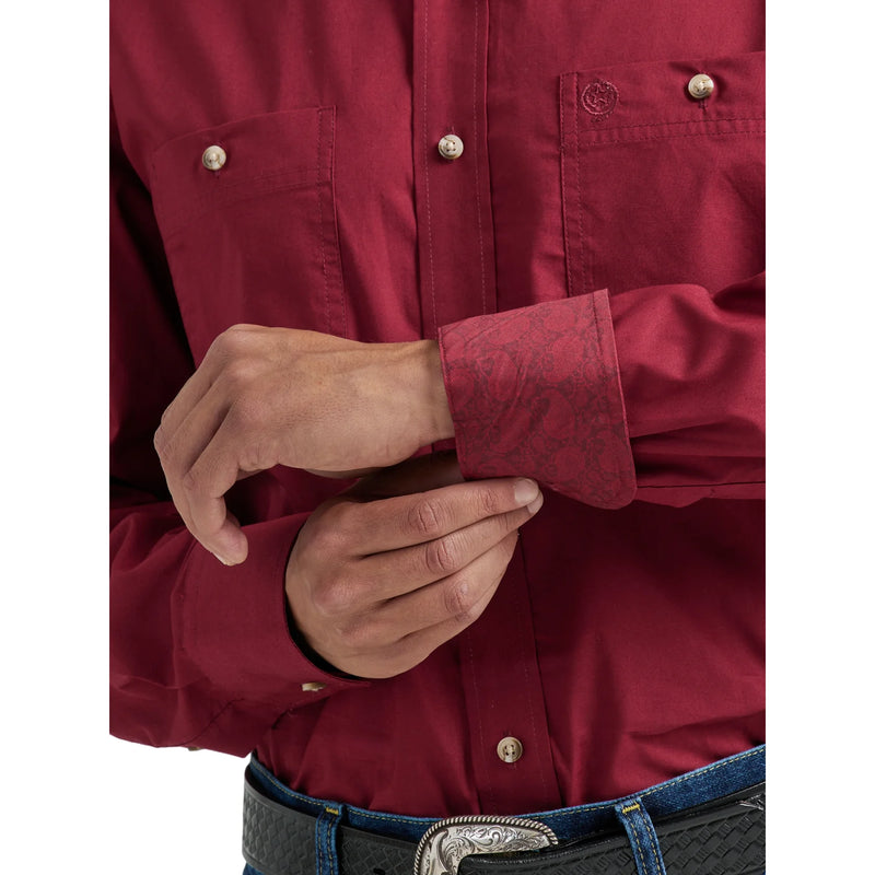 Men's Wrangler® George Strait Burgundy 2-Pocket Western Shirt