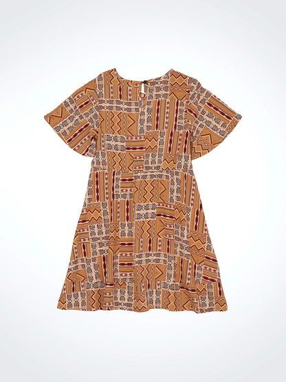 Girl's Wrangler Ruffle Sleeve Southwestern Dress