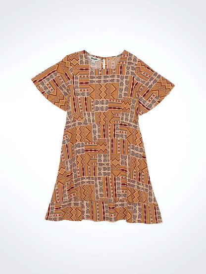 Girl's Wrangler Ruffle Sleeve Southwestern Dress