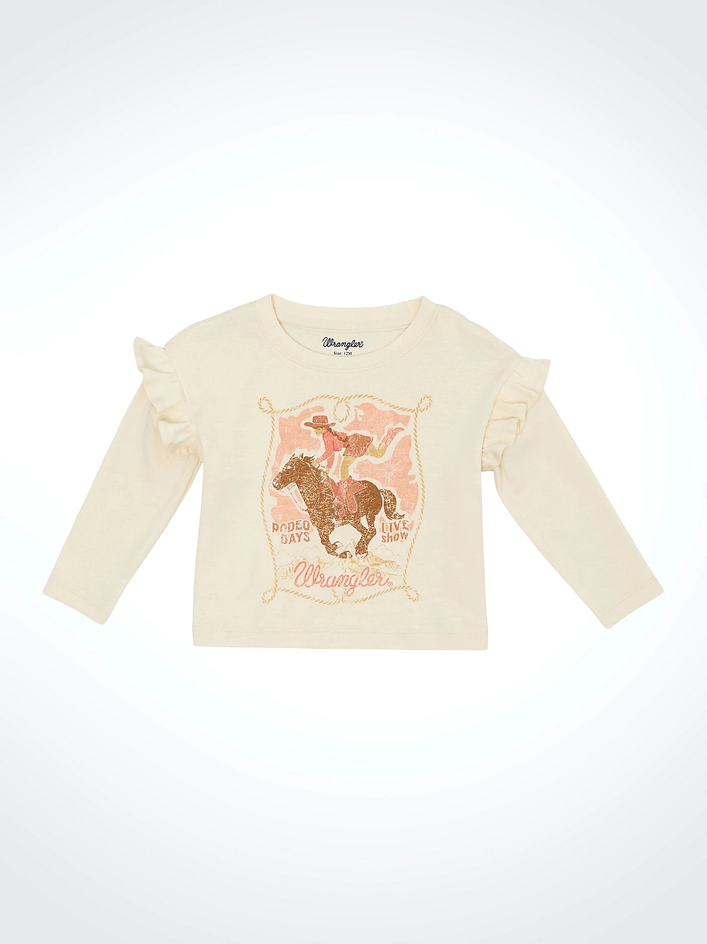 Girl's Wrangler Long Sleeve Ruffle Shoulder Graphic Tee