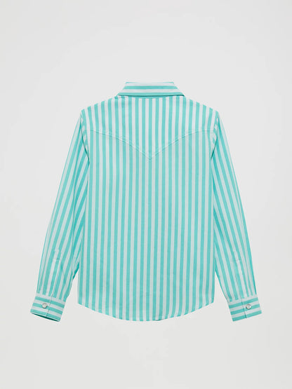 Girl's Wrangler Western Shirt - Teal/White