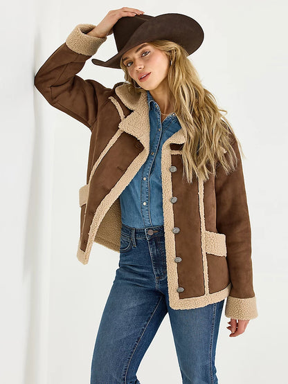 Women's Wrangler Faux Shearling Barn Coat - Brown