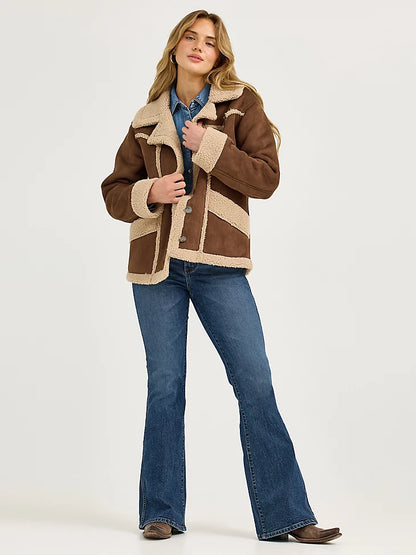 Women's Wrangler Faux Shearling Barn Coat - Brown