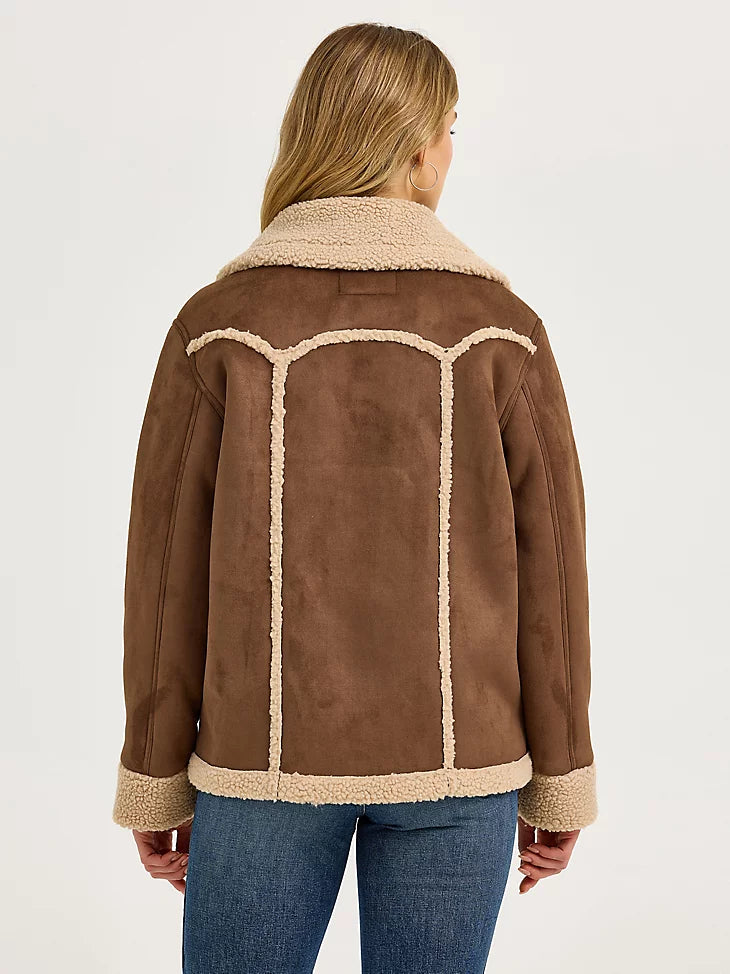 Women's Wrangler Faux Shearling Barn Coat - Brown