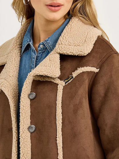 Women's Wrangler Faux Shearling Barn Coat - Brown