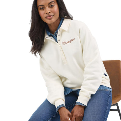 Women's Wrangler Retro American Sweatshirt - 1/2 Snap - Cream
