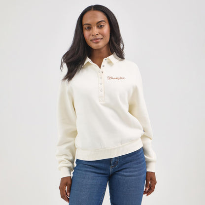 Women's Wrangler Retro American Sweatshirt - 1/2 Snap - Cream
