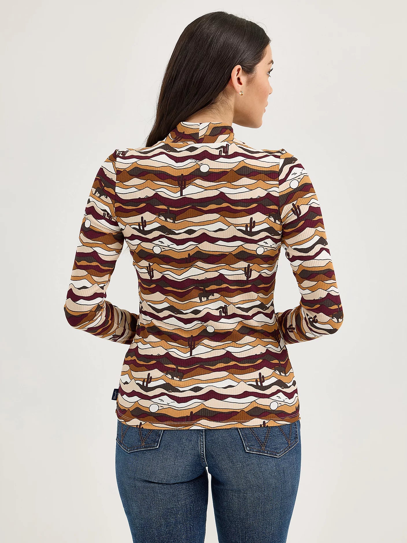 Women's Wrangler Western Print Mock Neck Shirt